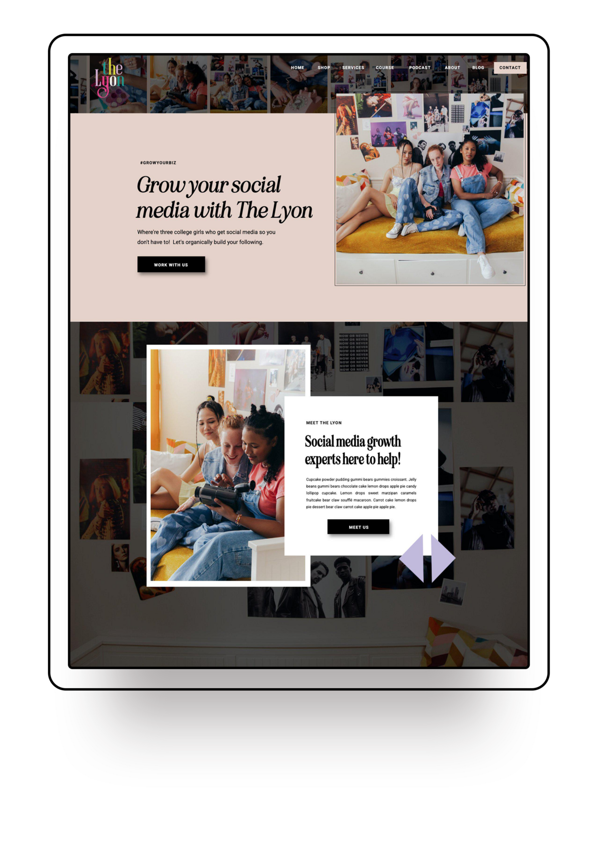 Website template offered for showit template customisation services Palme Design Co