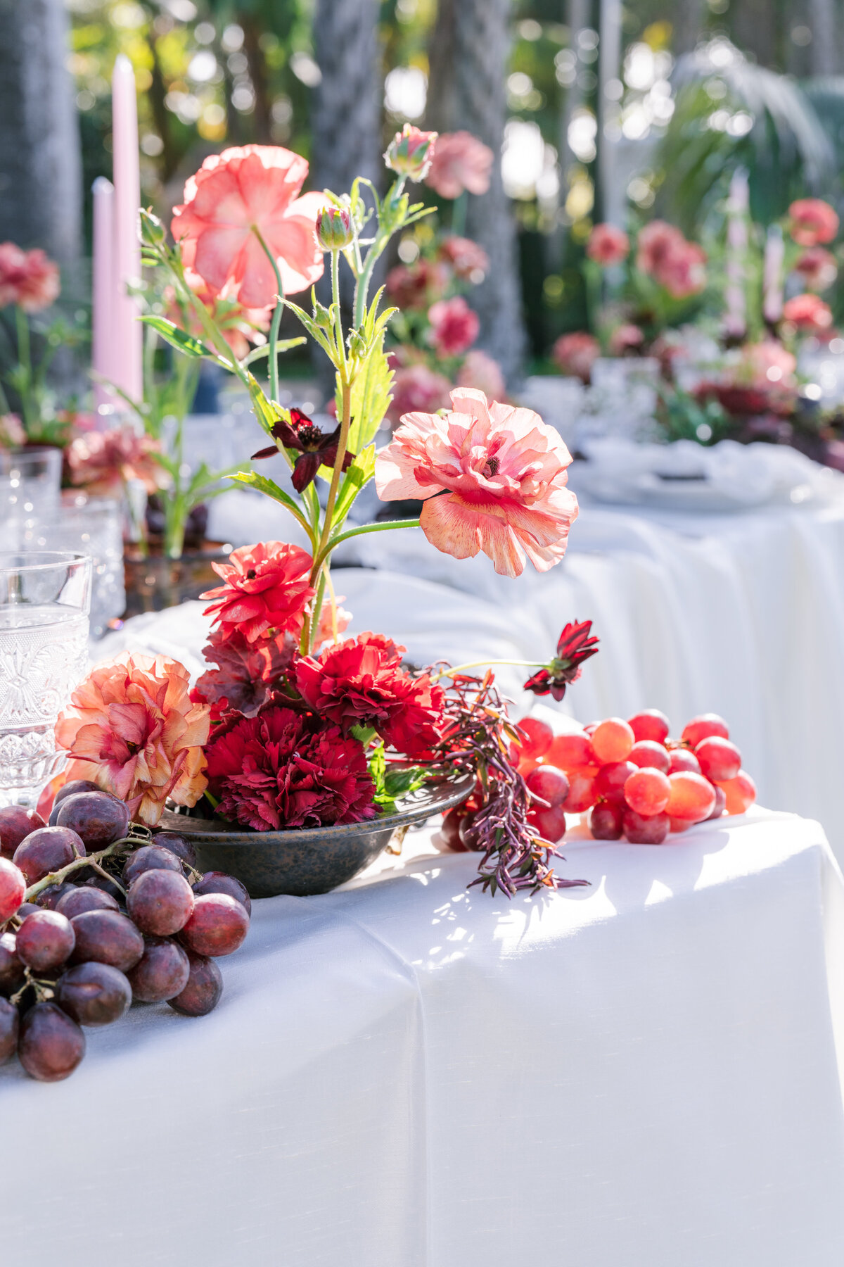 0014 California Wedding_Cherry Red Drapery and Fruit Tablescape_Photography by Emma