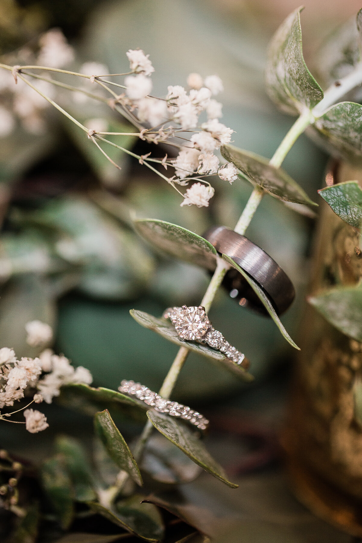leaf wedding rings
