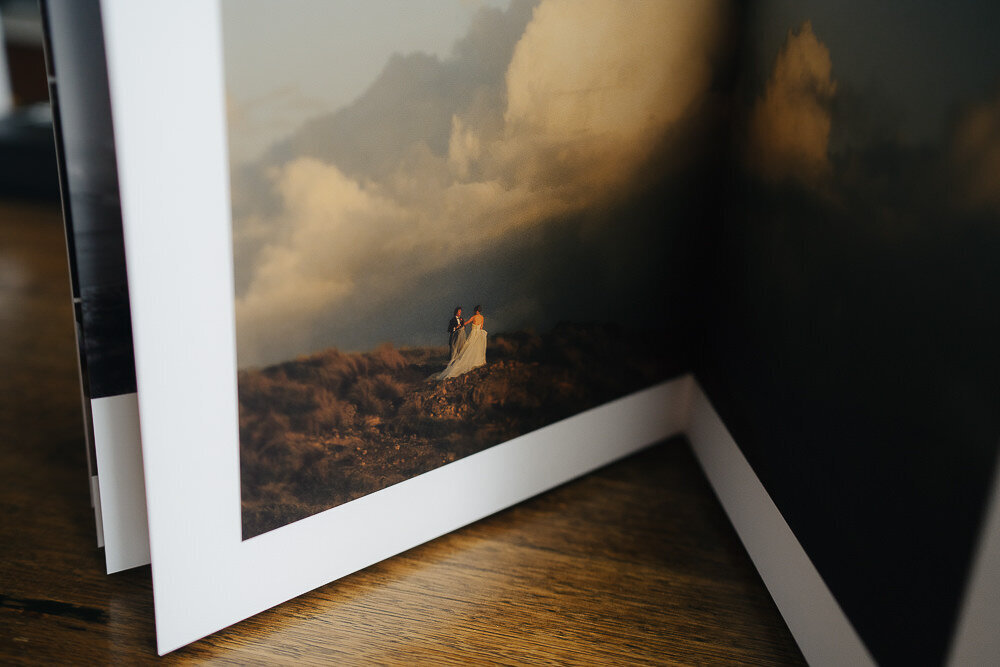 close up print detail of fine art album by sarah godenzi photography