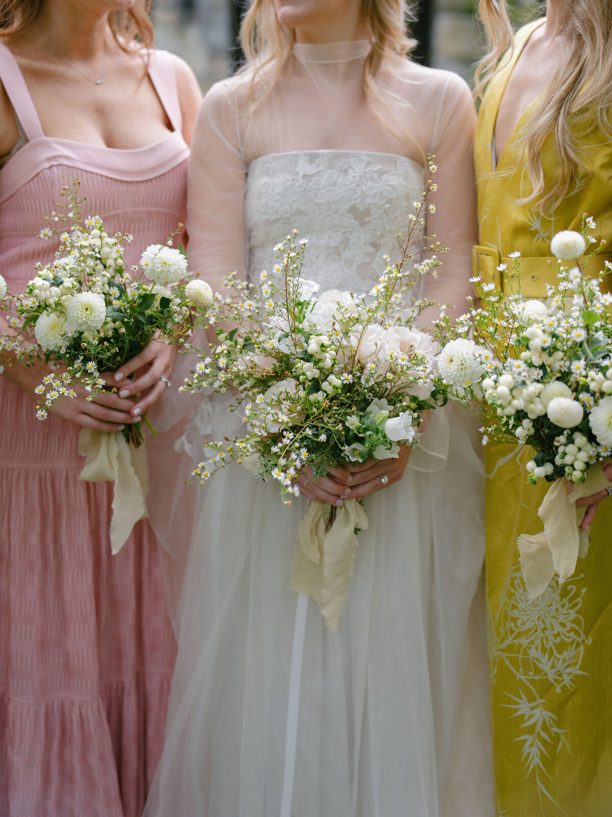 Bridal Party Holding Bouquets Troutbeck Wedding