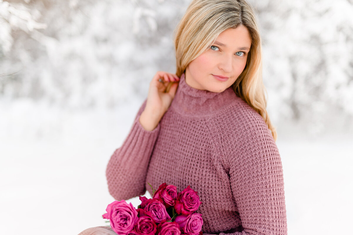 Photo by Massachusetts senior portrait photographer Christina Runnals |  Valentines day styled shoot senior pictures with roses