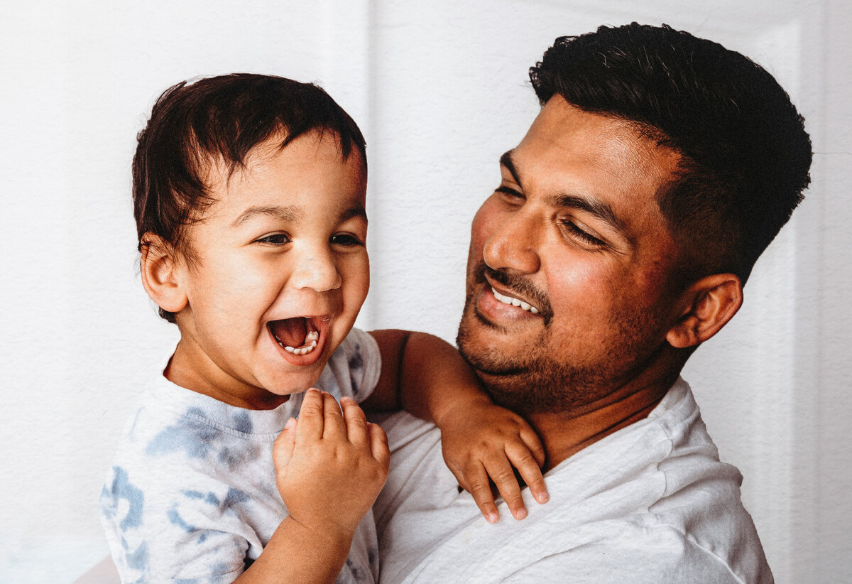 toddler and father