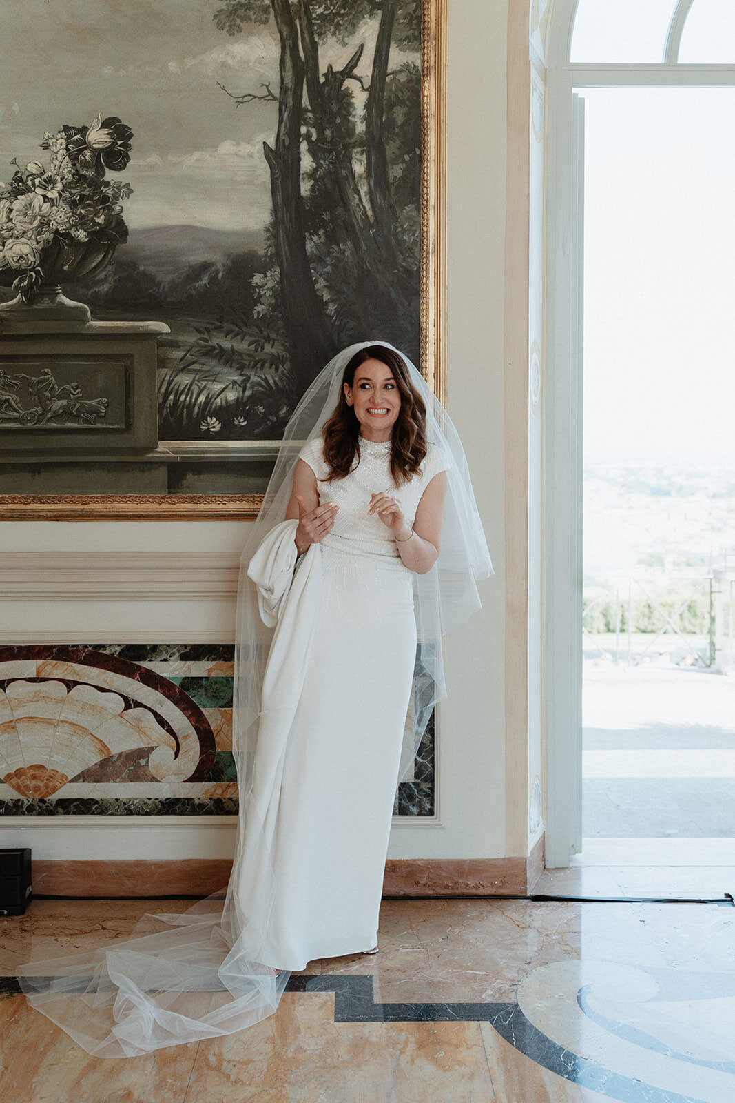 excited bride in Rome