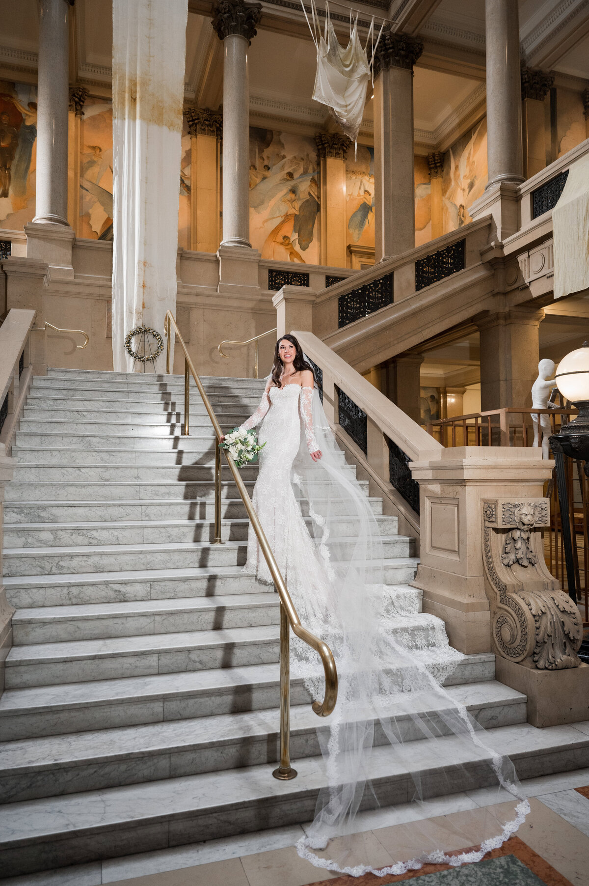 carnegie museum bride on grand staircase
