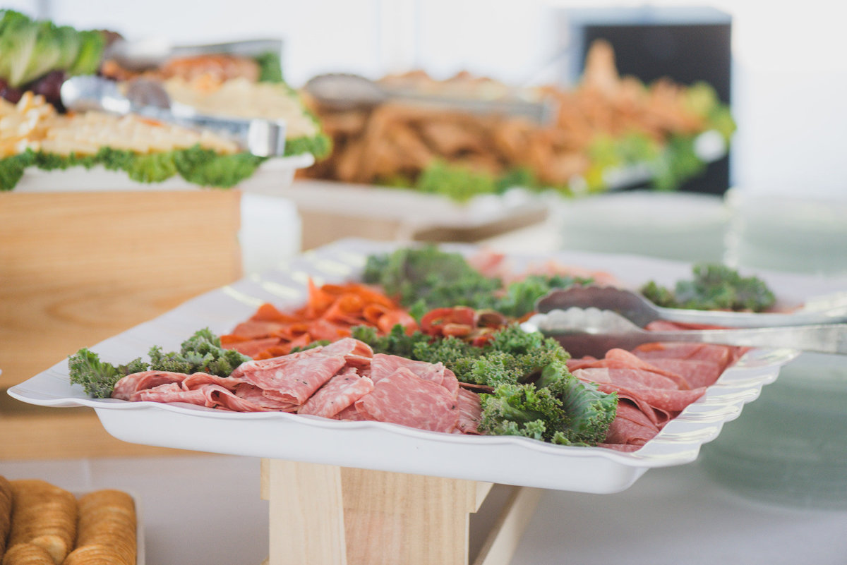 photo of cocktail hour food from wedding reception at Pavilion at Sunken Meadow