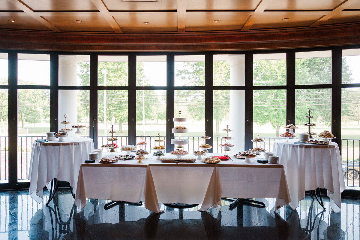 ohio cookie table setup in the side room of a wedding reception at The Grand Resort