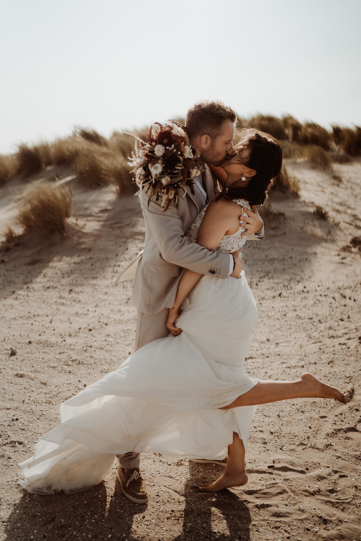 huwelijksfotografie op het strand