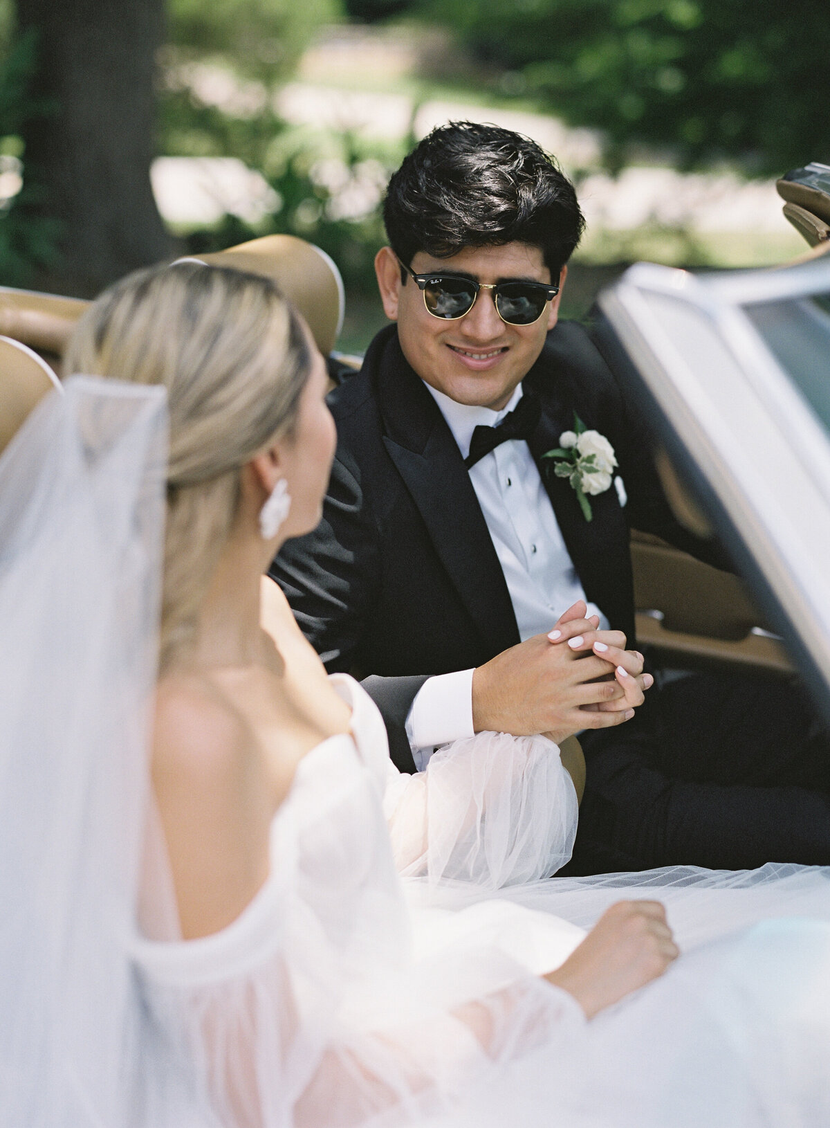 Gardenia and Ferdynand arriving at Walnut Hill wedding venue