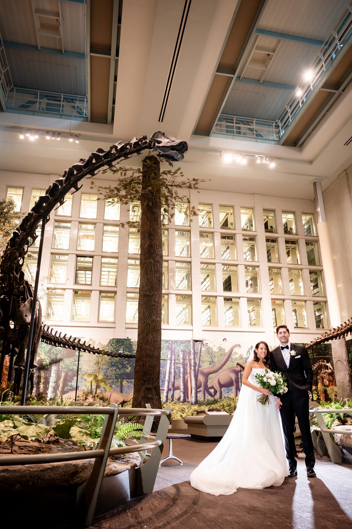 carnegie museum dinosaur wedding photo