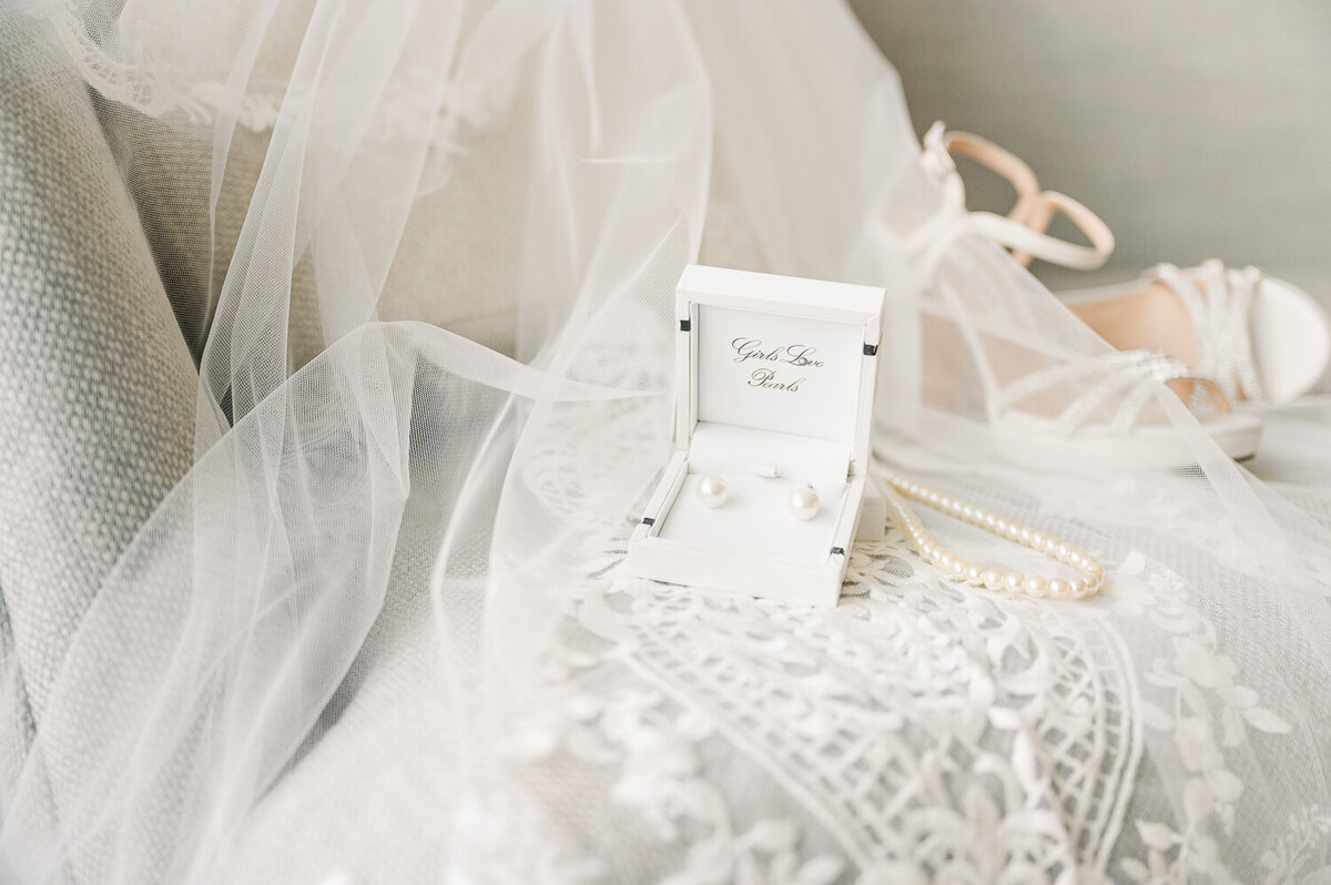 Close Up Details Shot of Brides Earrings