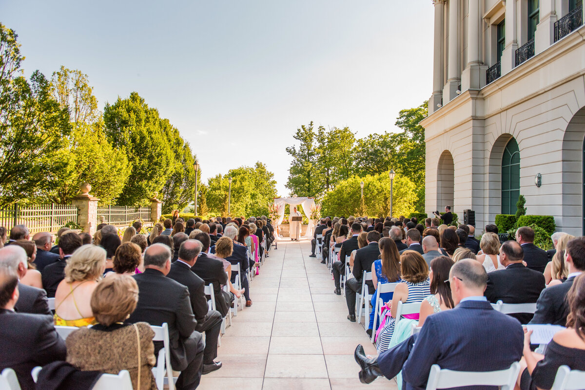wedding ceremony in the chateau gardens of nemacolin resort