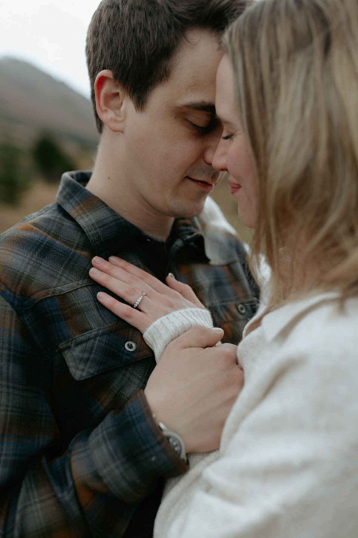 Man and woman nuzzling into one another.