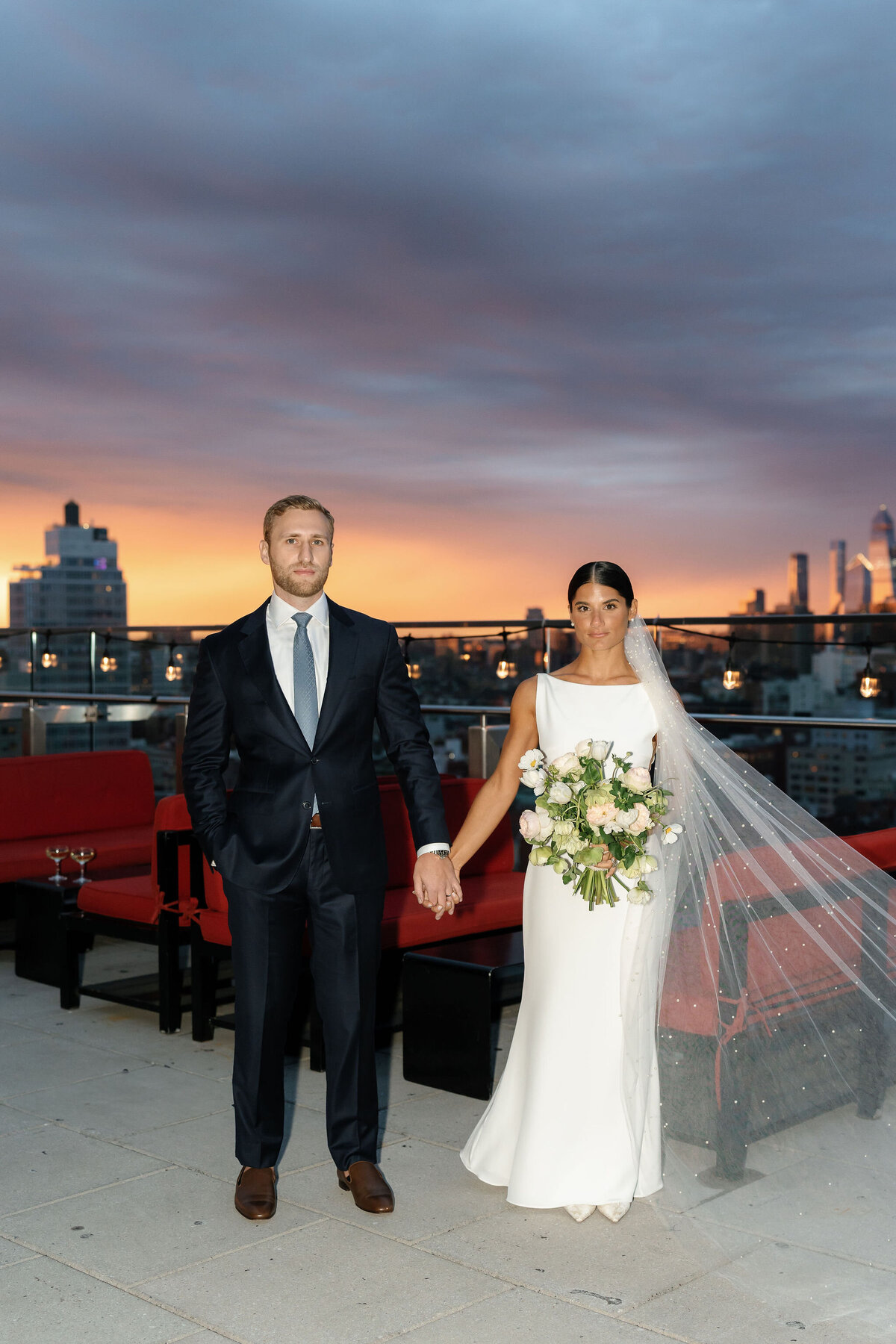 NYC Sunset Bride + Groom by Lisa Blanche Photography