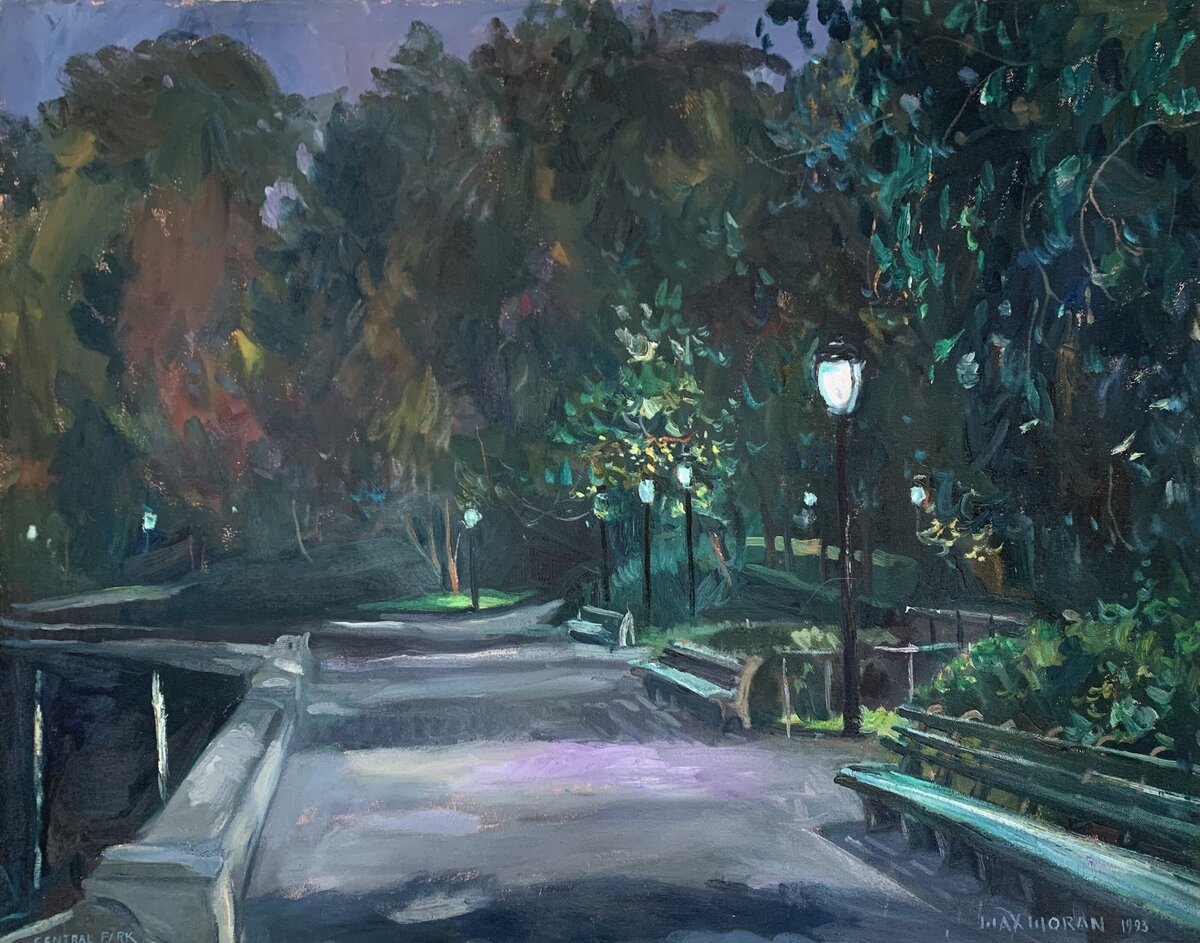 Central Park dusk by the Boat Pond 24x30 ooc 6,000