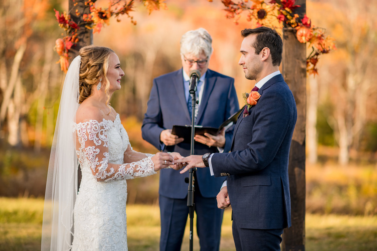 pronouncing husband and wife during outdoor venue wedding ceremony NH