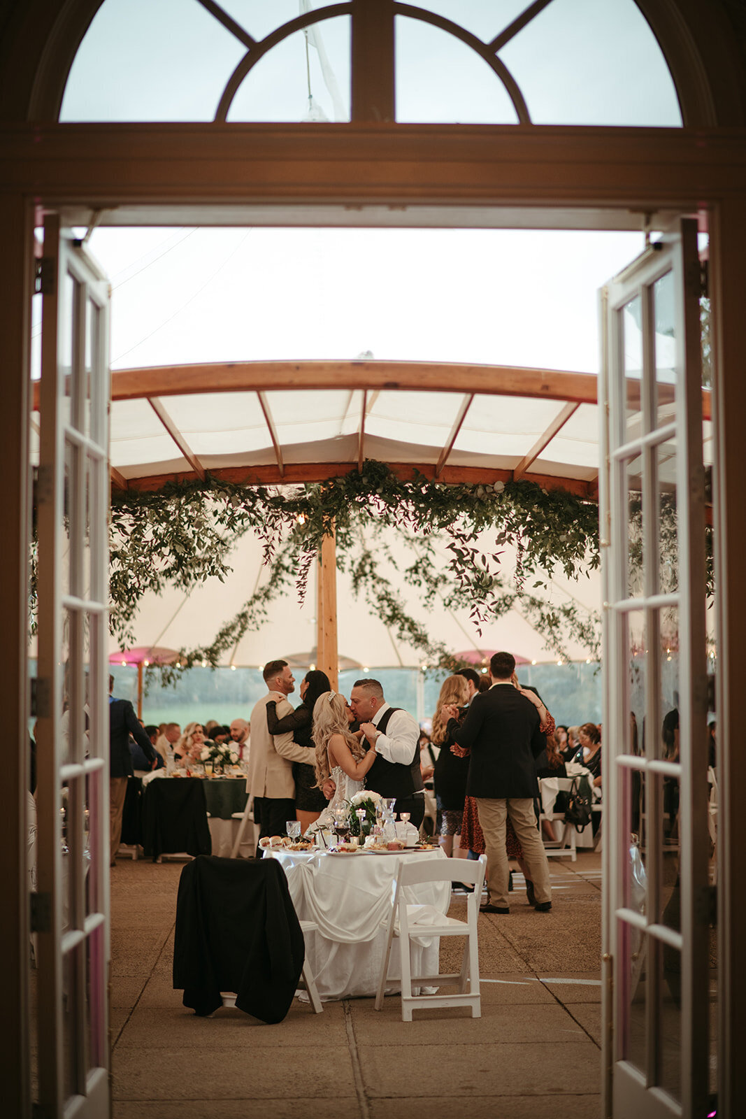 bride and groom dance with guests at their wadsworth mansion wedding photo by cait fletcher photography