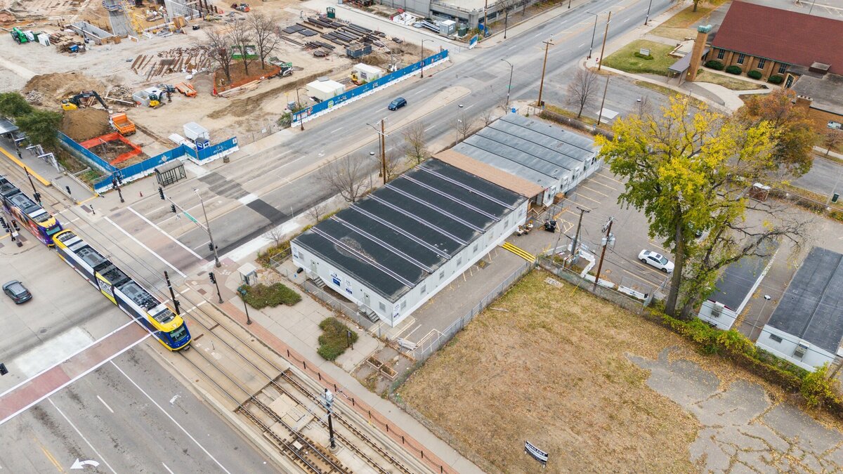 Temporary trailers at a St. Paul, MN construction site