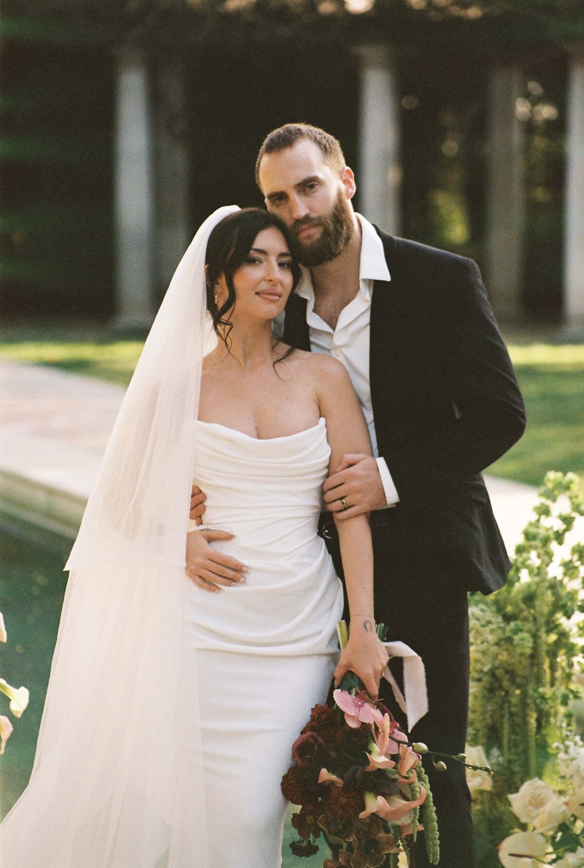 Bride and groom portraits on film