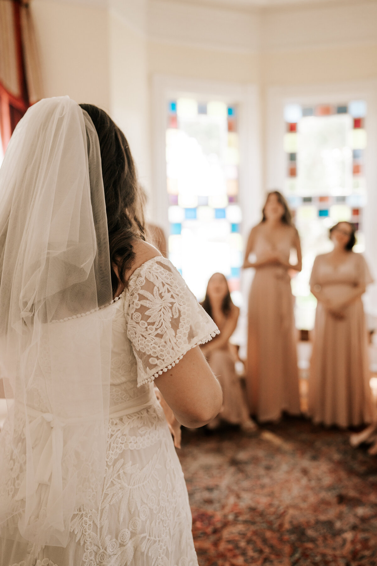 Bride First Look With Bridesmaids