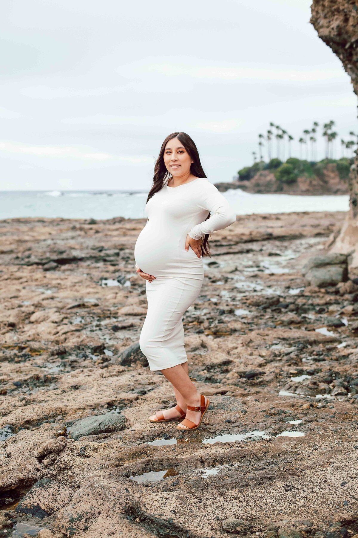 pregnant mom by tide pools