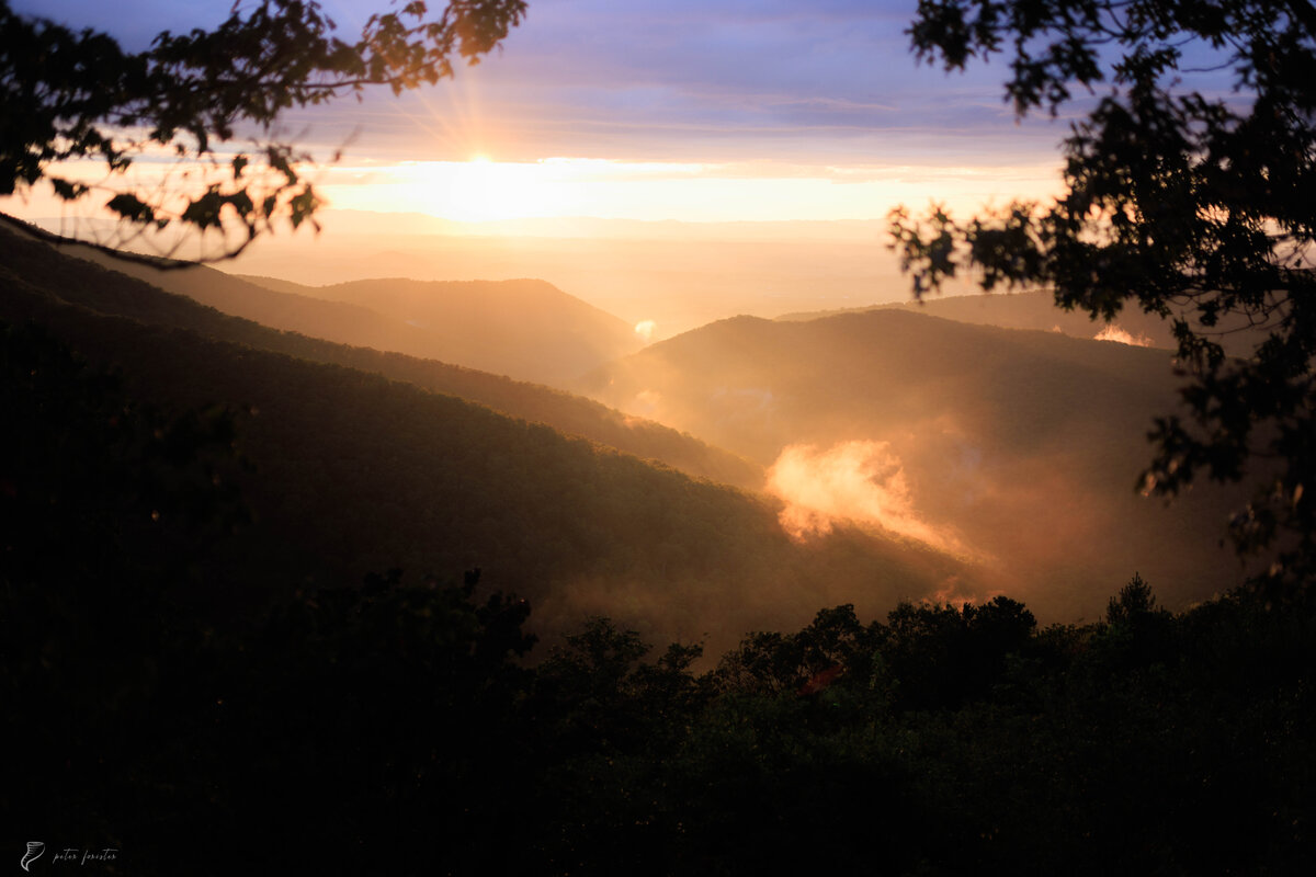 Beams of light over the Shenandoah Valley
