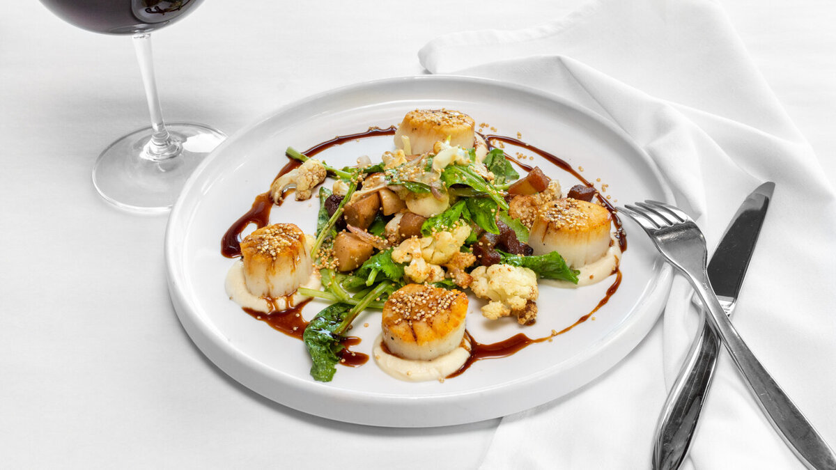 Jax Fish House and Oyster Bar in Denver, Colorado, scallops.