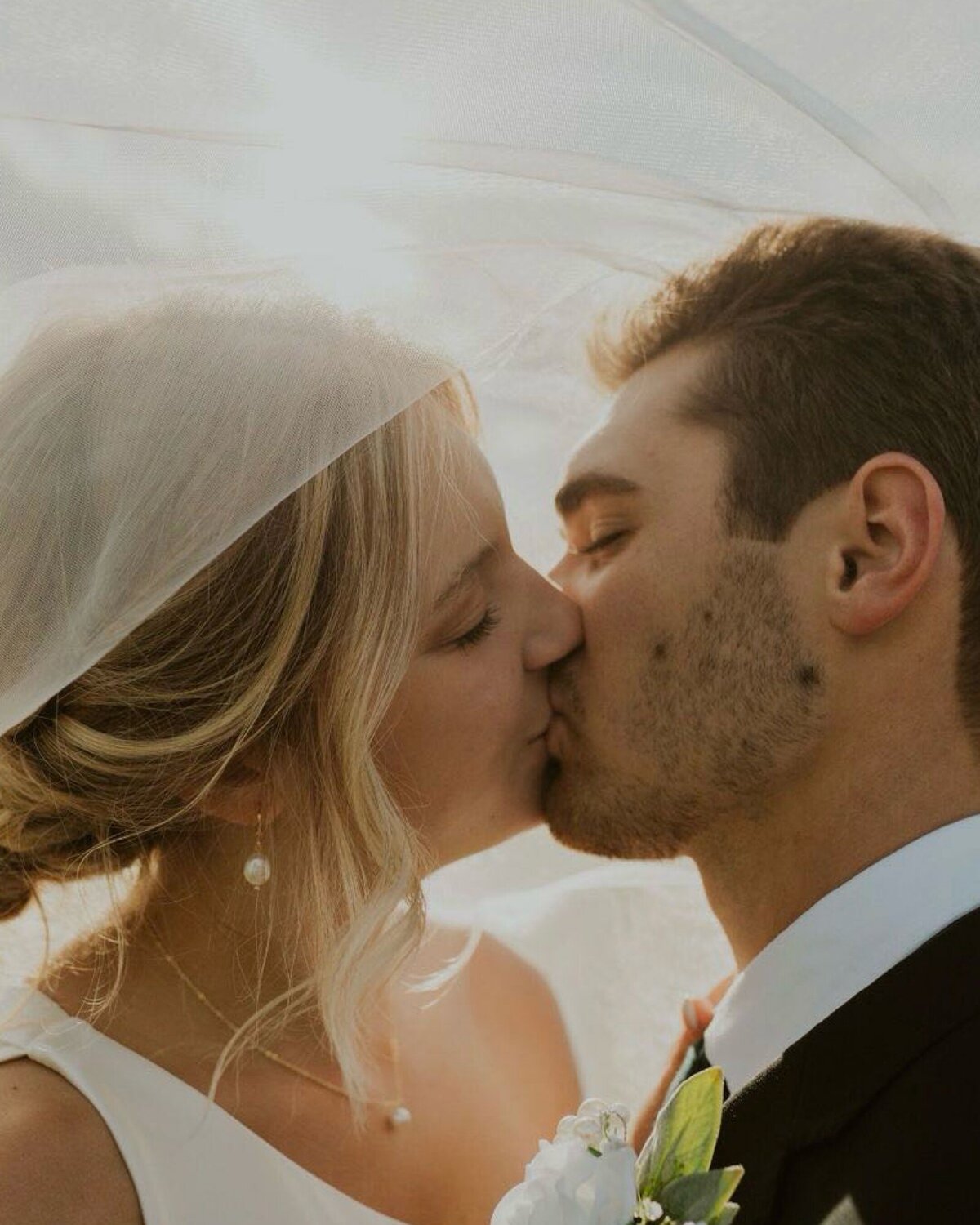 Intimate bride and groom portrait, capturing love in Indiana.