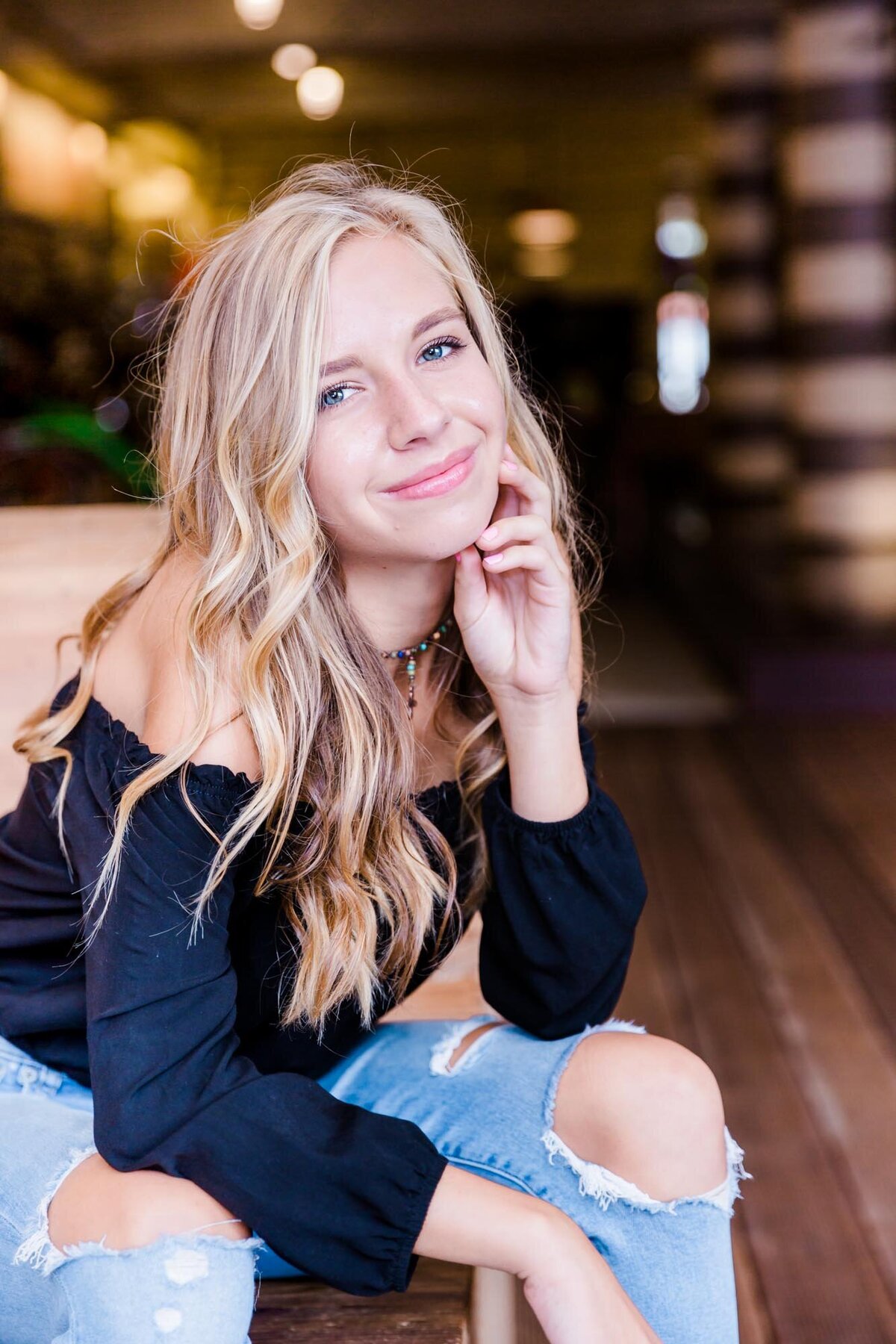 Urban style senior portrait of a girl in Ponce City Market in Atlanta Georgia.