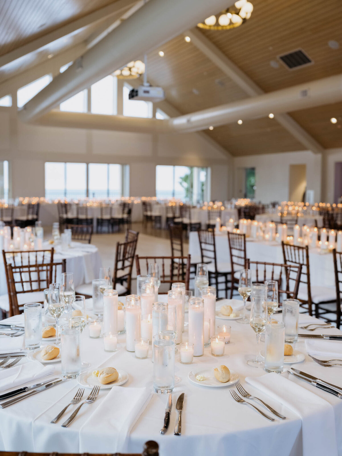 Wedding reception setup inside Shoreby Club