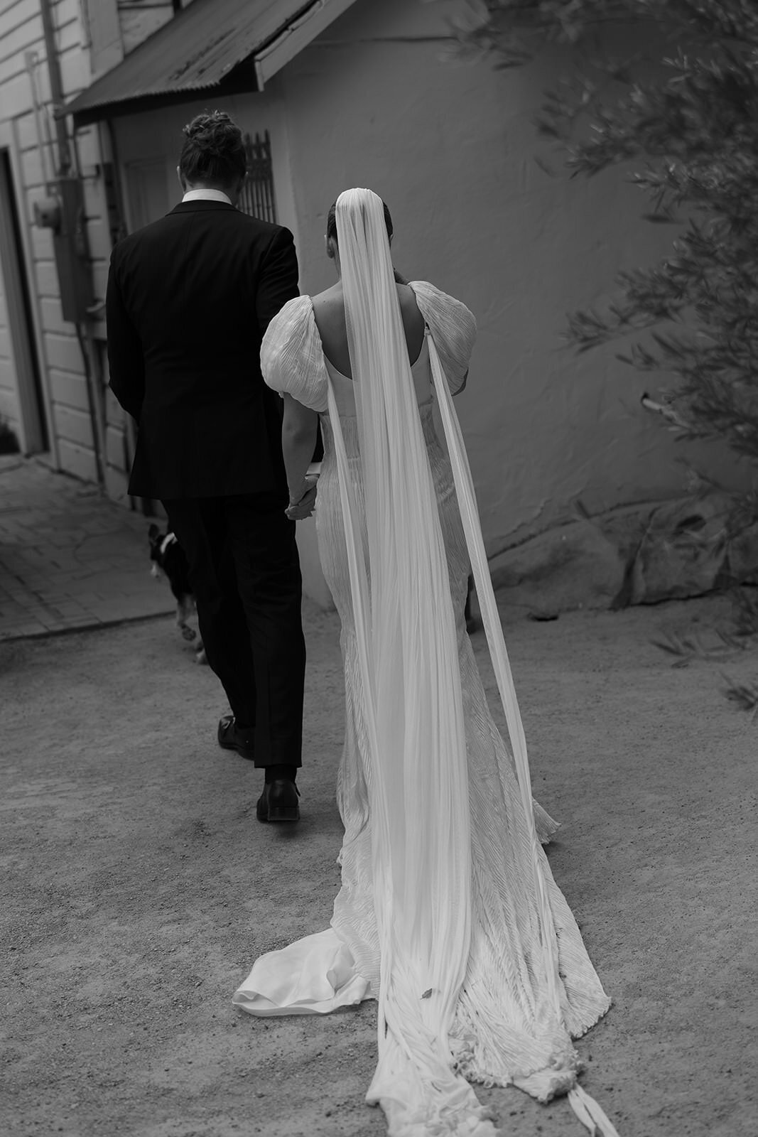 Retro motel chic wedding ceremony at Bodega Los Alamos - 77