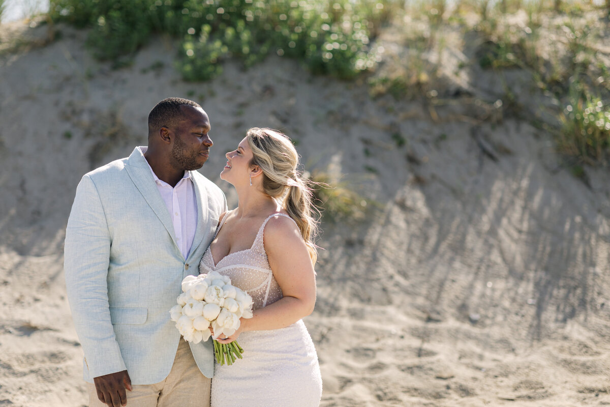 Wedding on the Outer Banks of NC just after the bride & groom said I do.