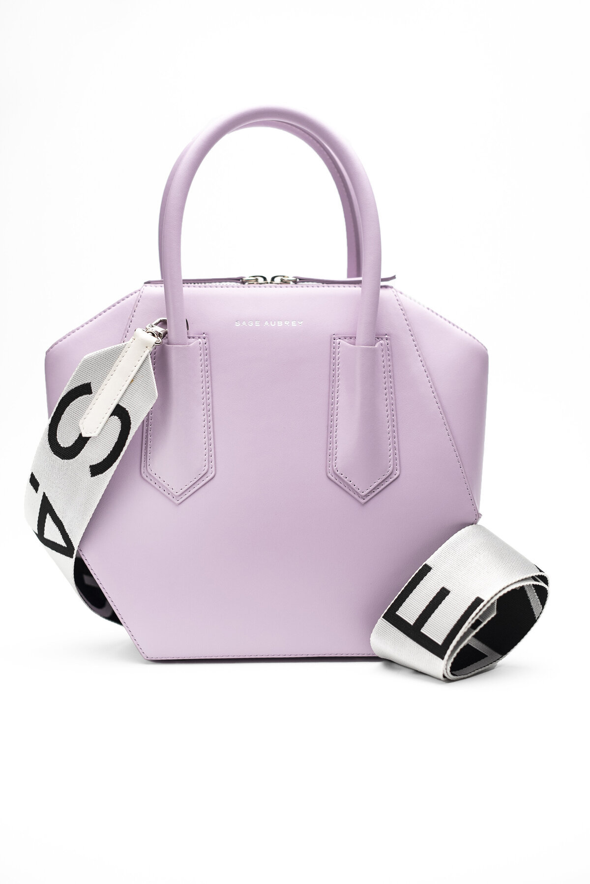 Sage Aubry geometric leather purse in Purple