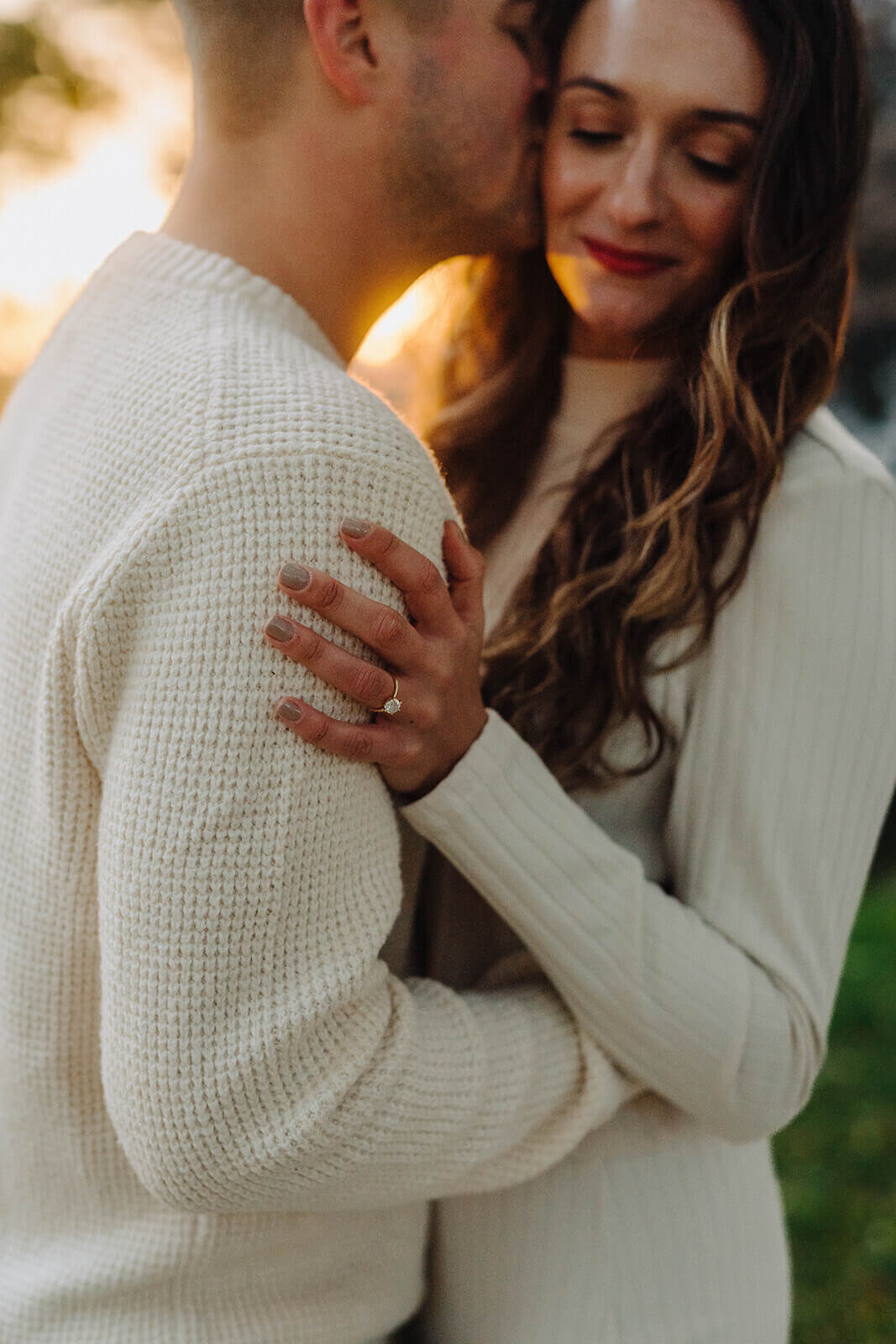 Couple in an embrace at Finger Lakes engagement session