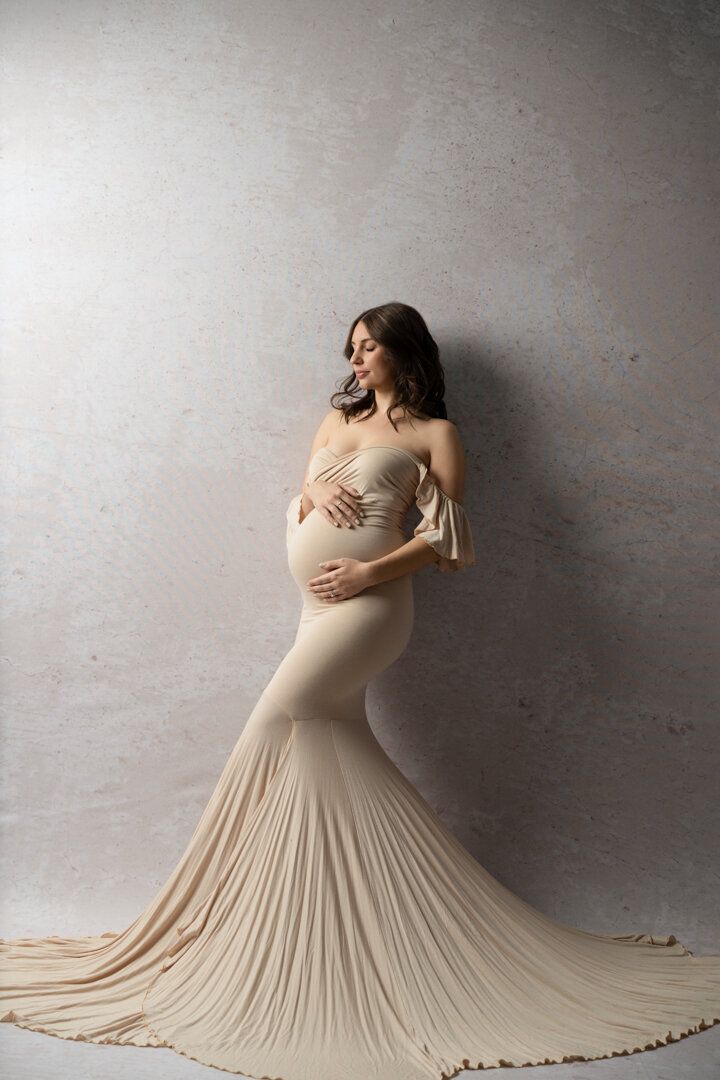 Lansing Maternity Photography Baige Tulip Dress by For the Love of Photography