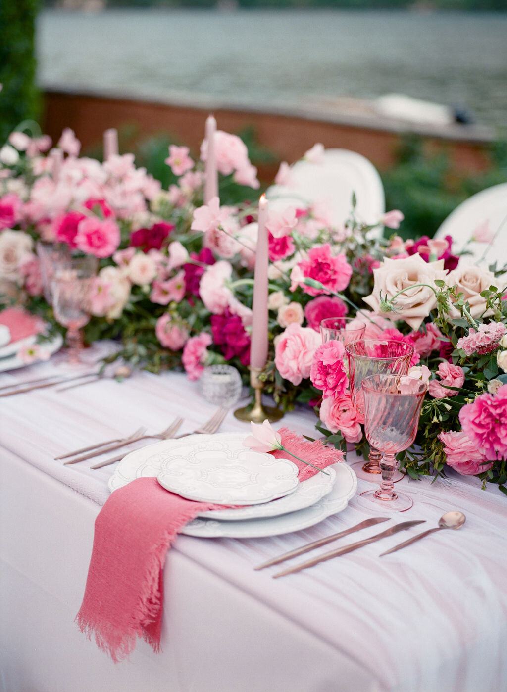 Lake Como pink wedding inspired by Dior Veronique Lorre wedding designer and florist34