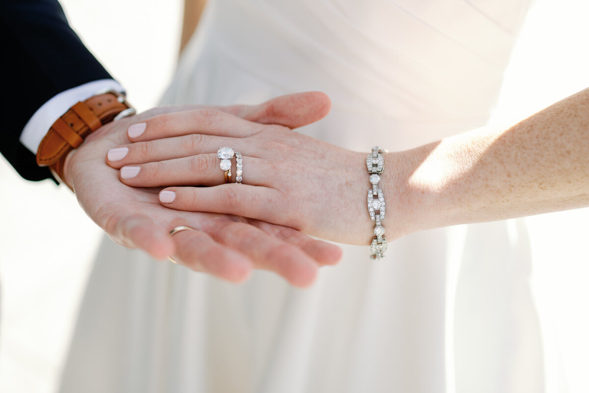 bride and groom hold hands and washington dc wedding