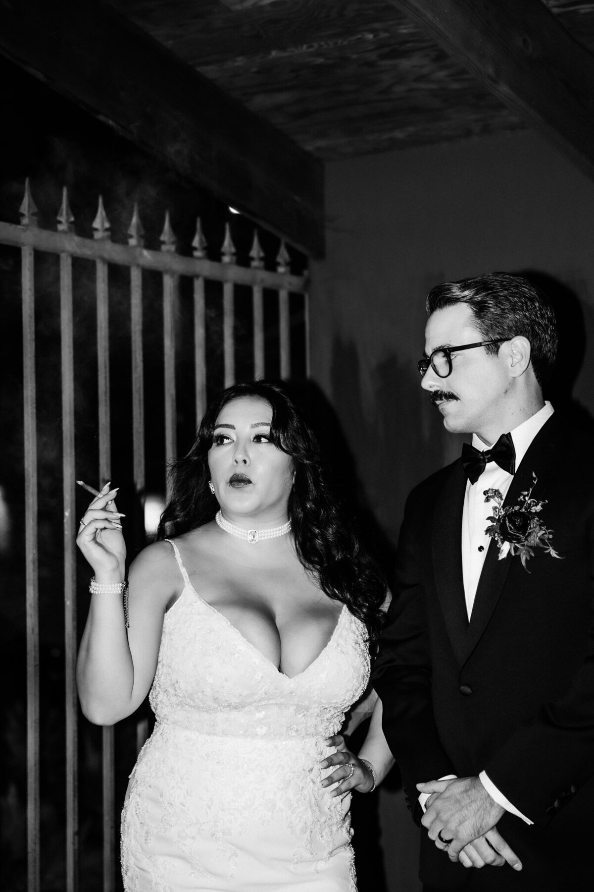 Archer Inspired Photography - Christina and Jake Wedding - Smog Shoppe Los Angeles - Night Flash Couple Photos-11