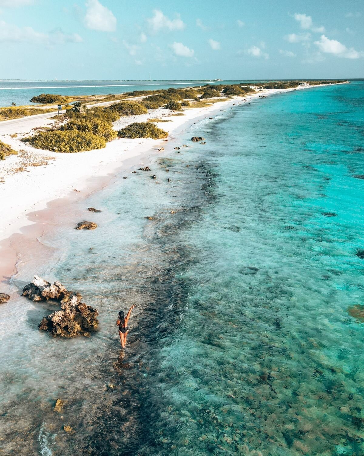 Shallow reef and white sand coastline