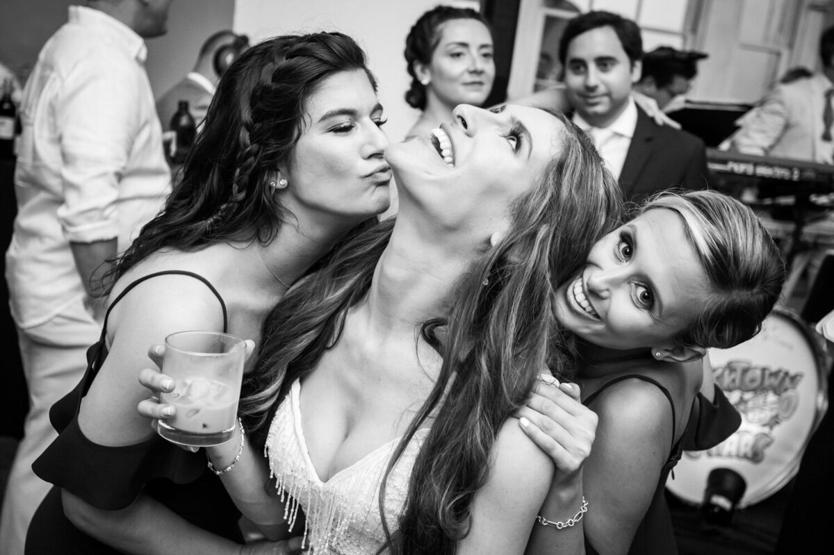 Bride having fun with friends