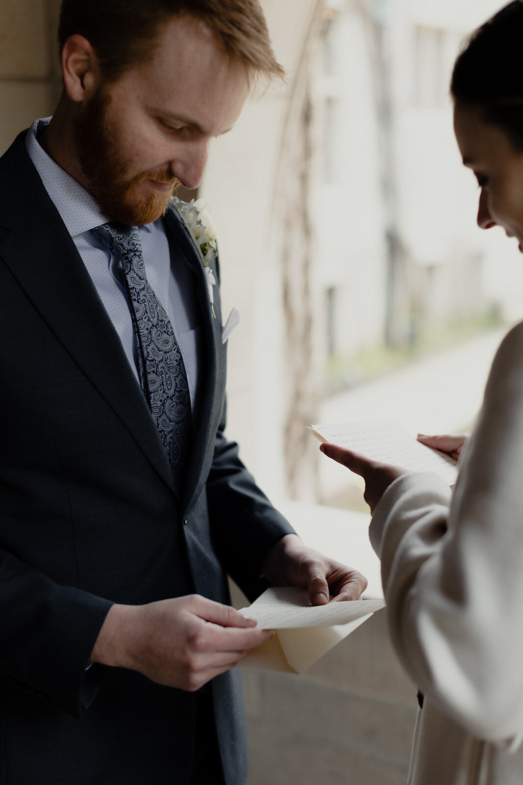 Just Married photo session couple in an old Chicago church private vows close up