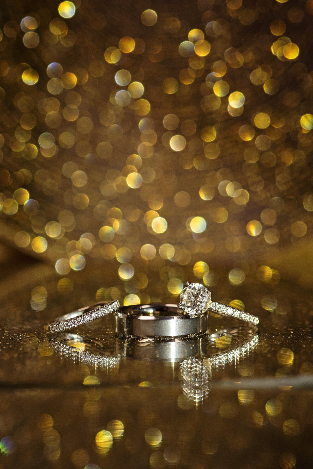 Shiny gold wedding rings.