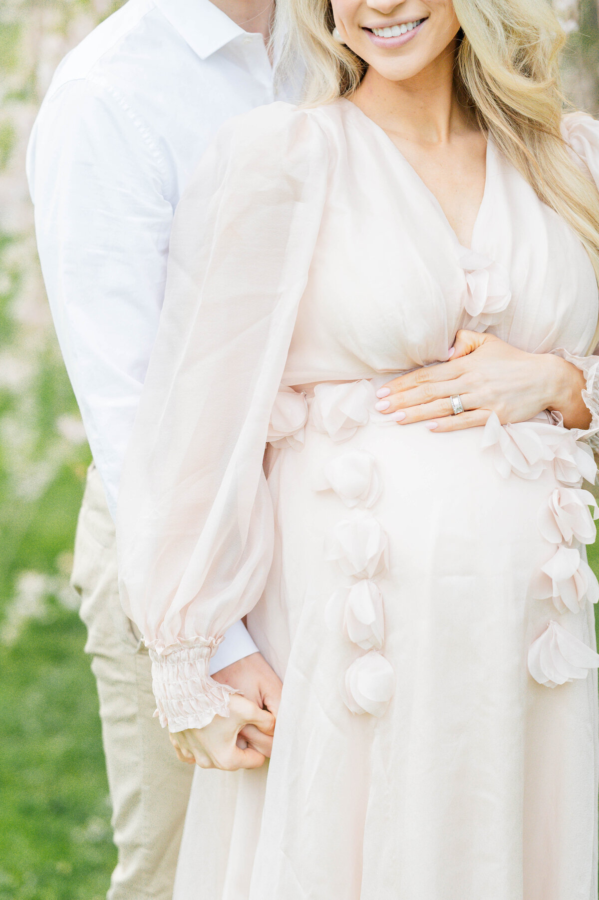 Pregnant belly in Bristol, RI at Blithewold Mansion taken by best Maternity photographer in Rhode Island