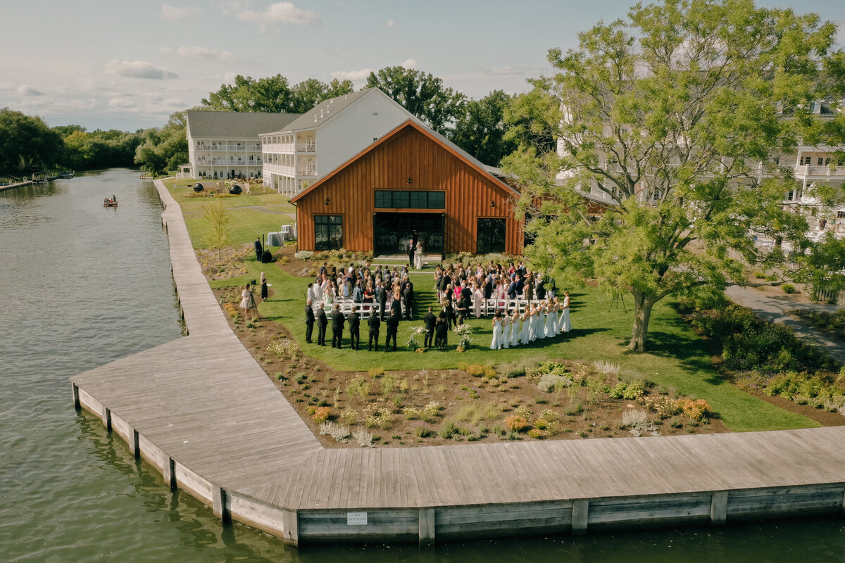 Lake House on Canandaigua Wedding Ceremony Drone Photo_Verve Event Co (1)