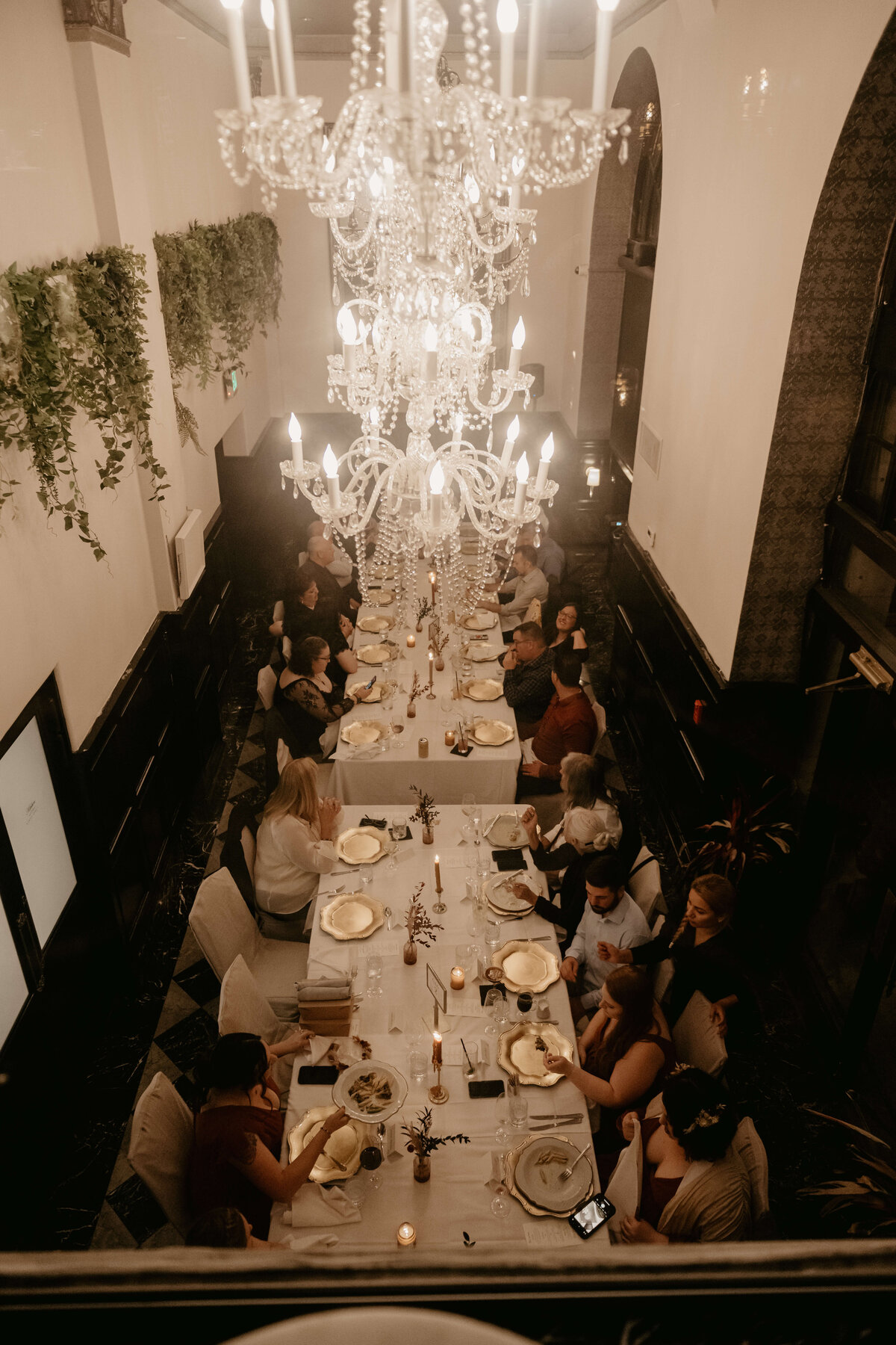 Intimate dinner reception at  The Culver Hotel