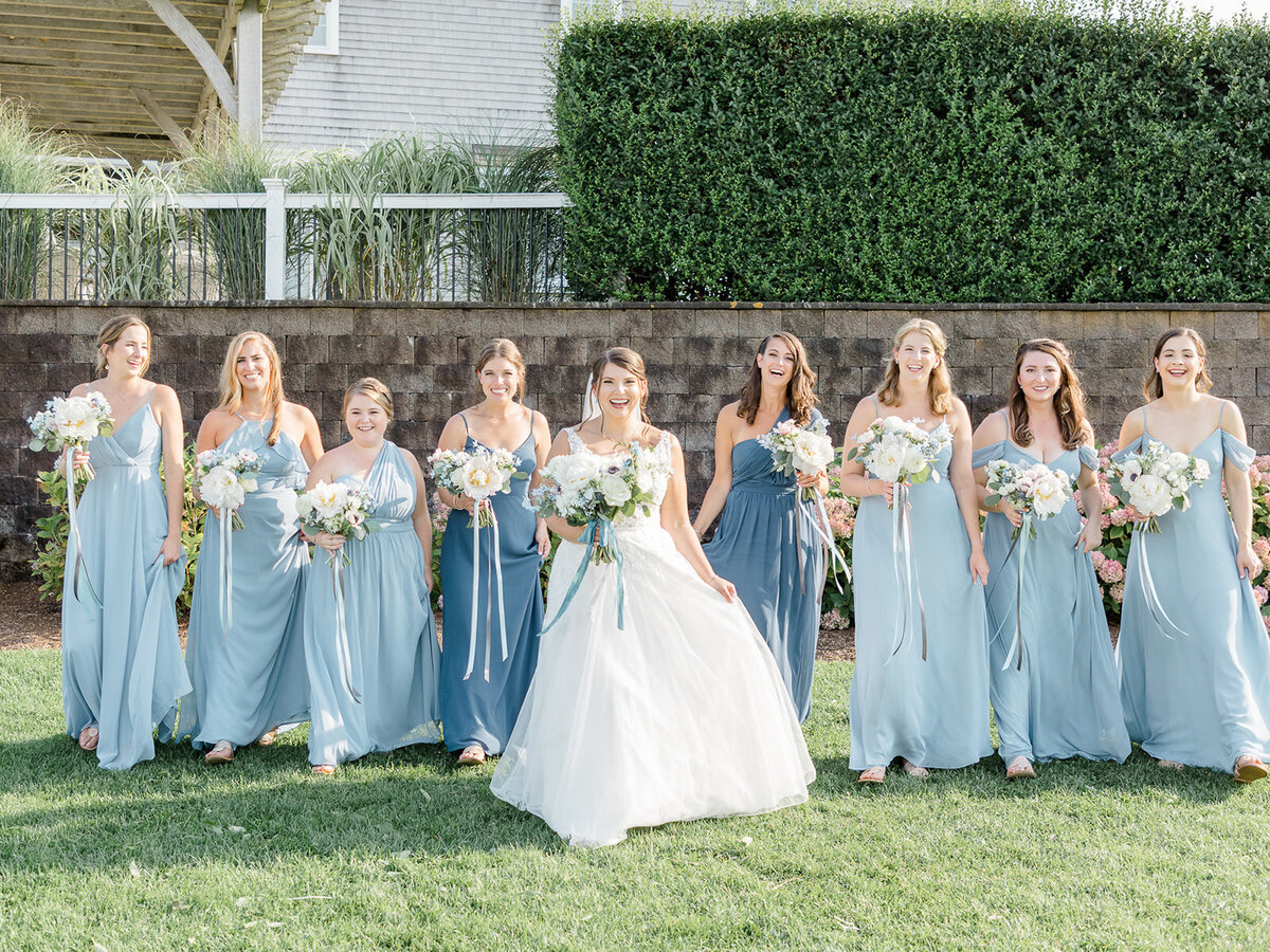 Cape Cod Bridal Party In Blue Dresses