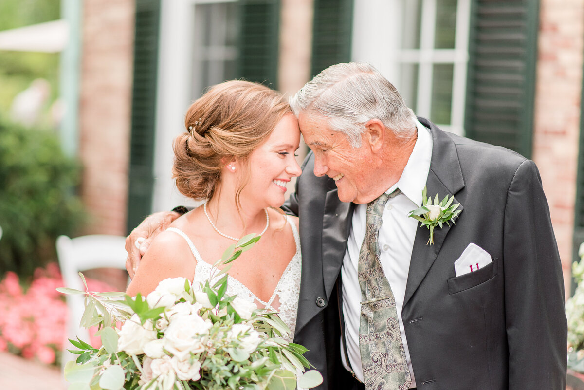 bride and grandpa having a sweet mmoment on wedding day