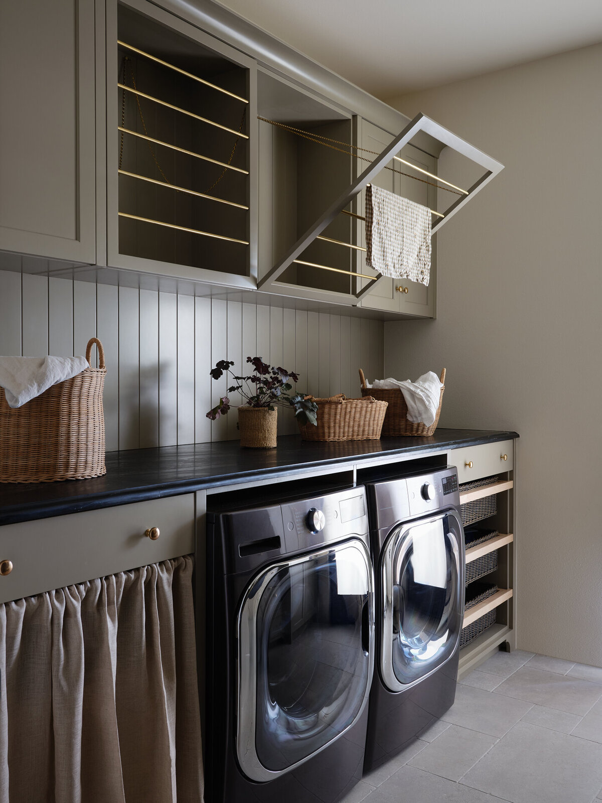 house-franc-hillside-hideaway-bathroom-remodel-renovation-jamie-sigler-home-laundry-room-mushroom-soapstone-countertops-woven-baskets-vintage-inspired-moody-interiors-austin-texas