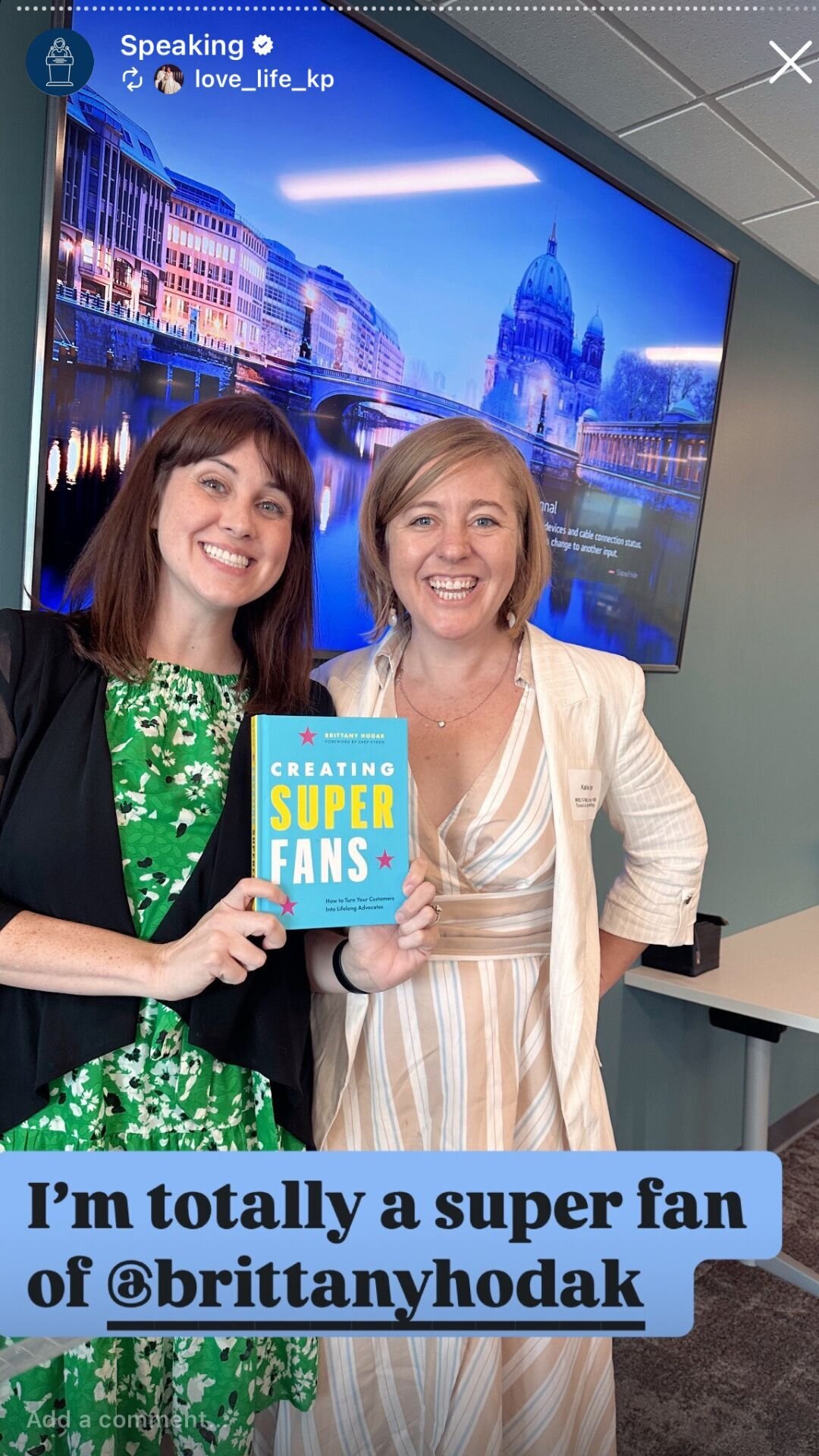 Instagram Story from audience member, raving about Keynote Speaker Brittany Hodak