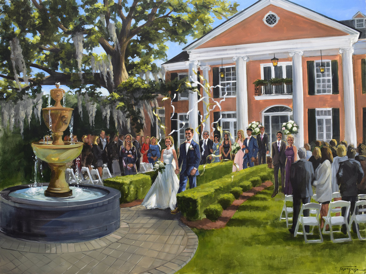 Southern Oaks' New Orleans live wedding painting